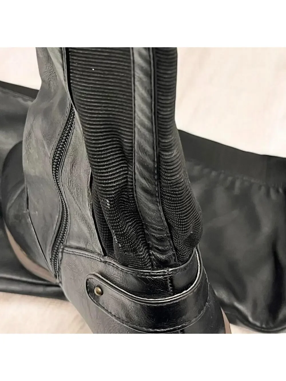 Bamboo Montage-77 Riding‎ Boots Womens 7.5 Black Leather Knee High Side Zip